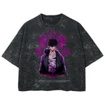 Playera streetwear premium de anime y gaming ExtraLife MX, corte boxy deluxe mineral wash heavyweight en color Acid Wash, moda urbana mexicana de culto.