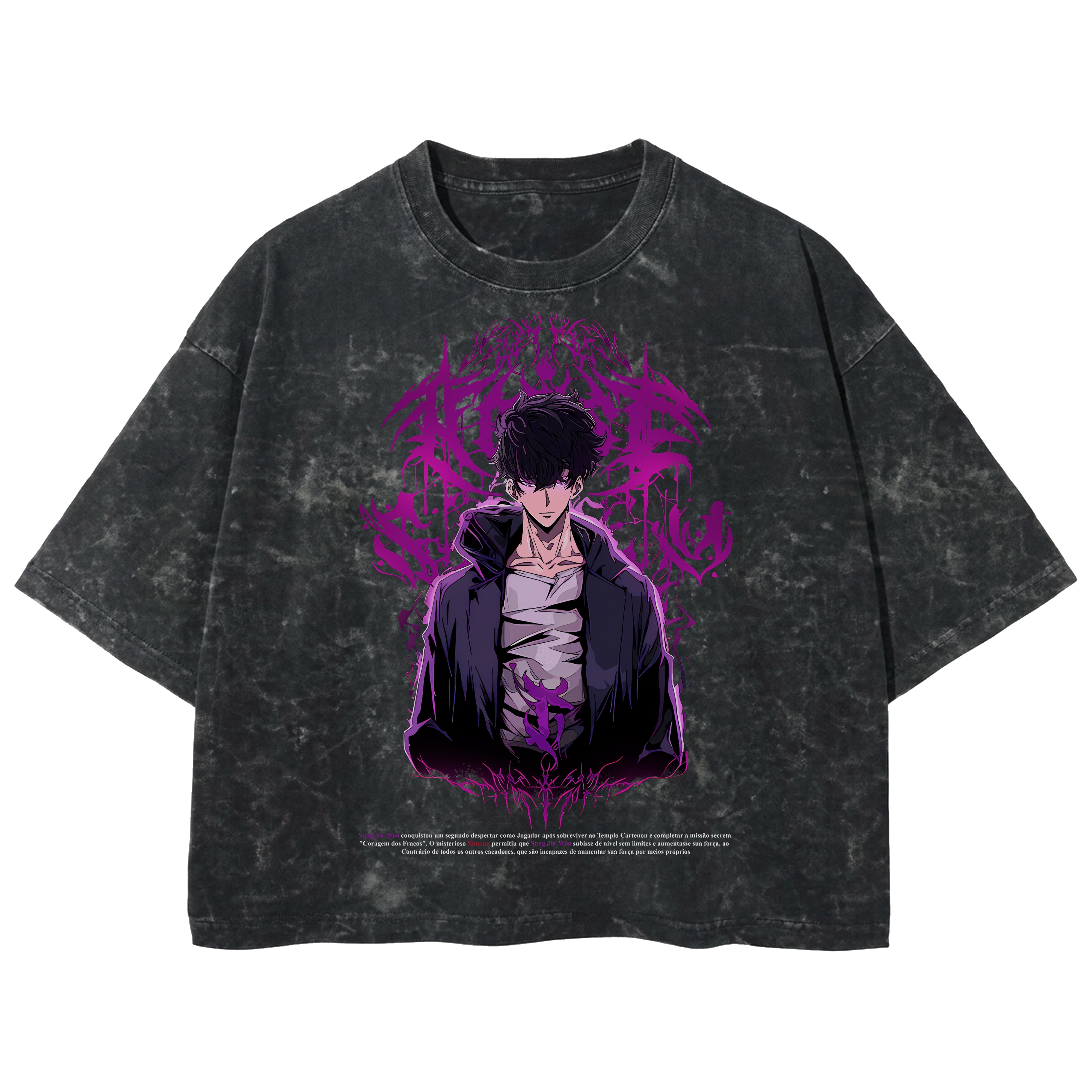Playera streetwear premium de anime y gaming ExtraLife MX, corte boxy deluxe mineral wash heavyweight en color Acid Wash, moda urbana mexicana de culto.