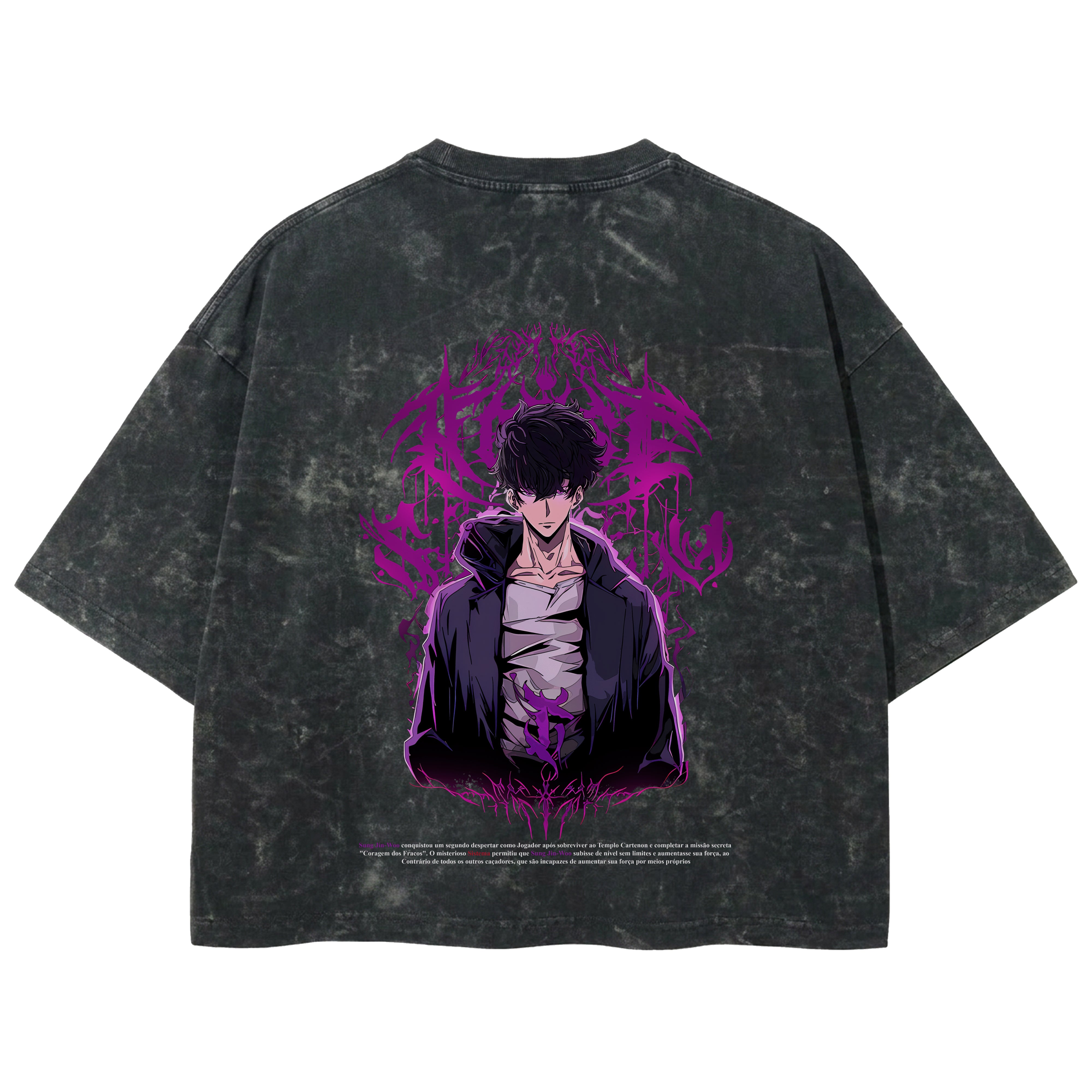 Playera streetwear premium de anime y gaming ExtraLife MX, corte boxy deluxe mineral wash heavyweight en color Acid Wash, moda urbana mexicana de culto.