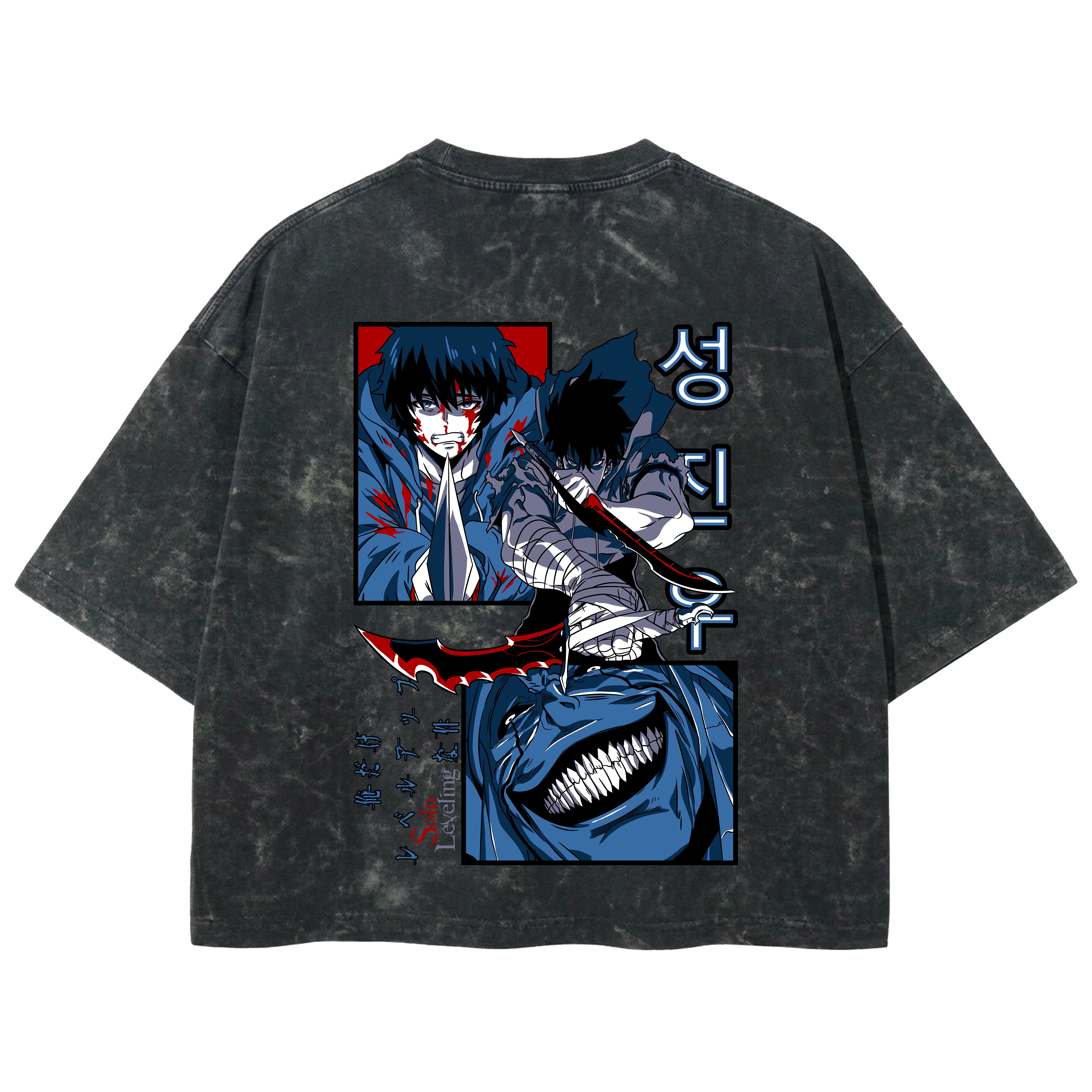 Playera streetwear premium de anime y gaming ExtraLife MX, corte boxy deluxe mineral wash heavyweight en color Acid Wash, moda urbana mexicana de culto.