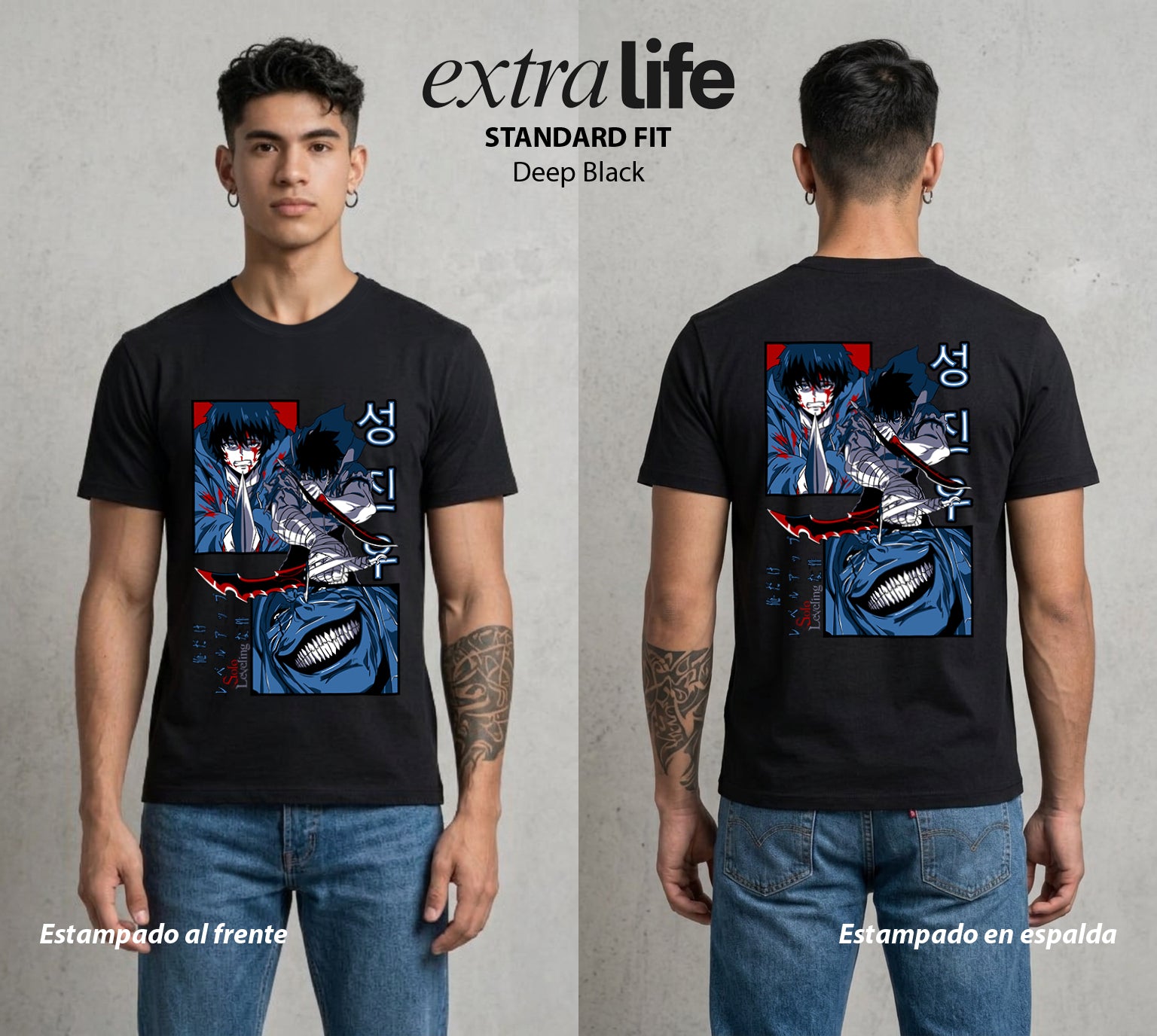 El Cazador Solitario | El Ascenso del Solitario #04051 - Playera Standard Fit | Deep Black - Foto en modelo