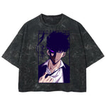 Playera streetwear premium de anime y gaming ExtraLife MX, corte boxy deluxe mineral wash heavyweight en color Acid Wash, moda urbana mexicana de culto.