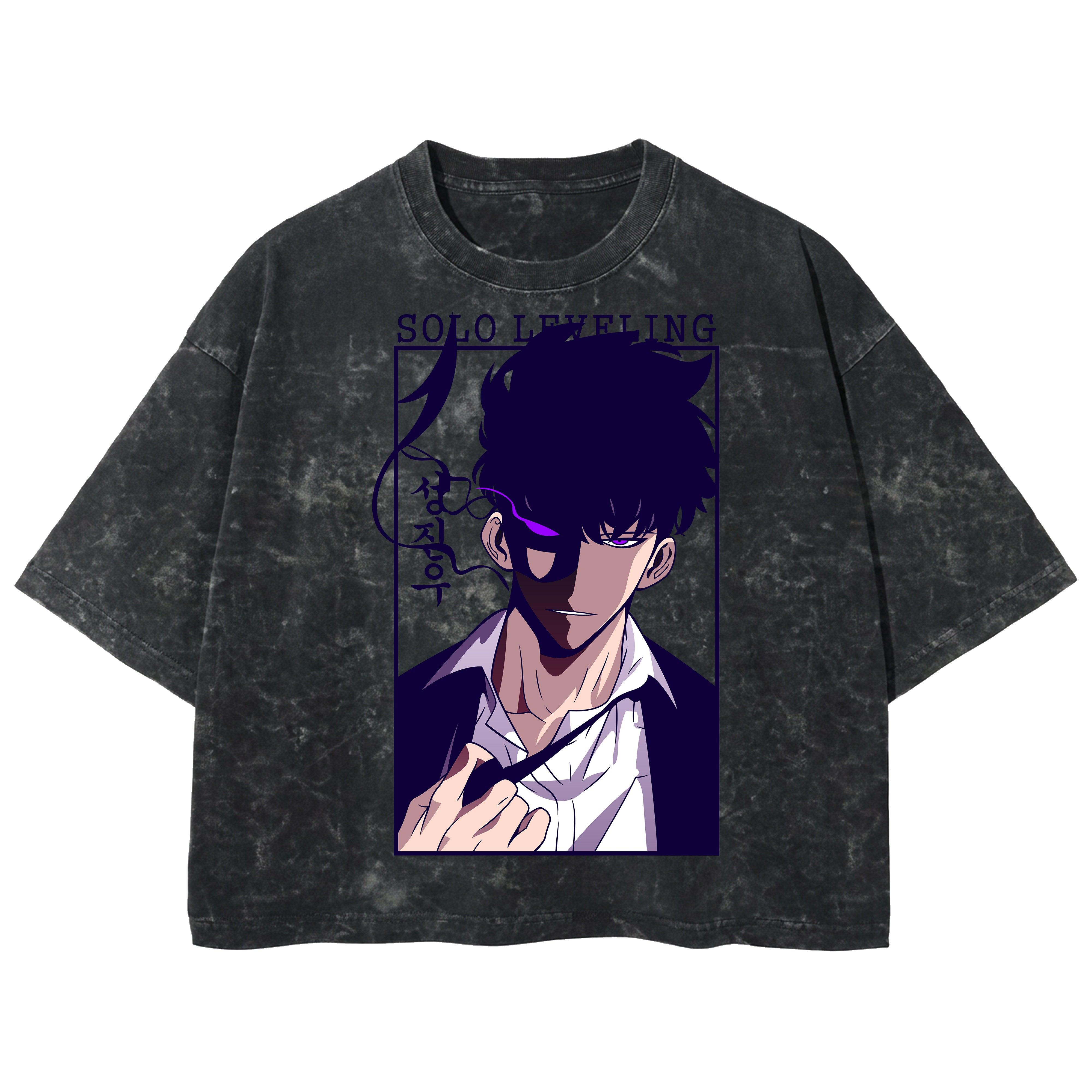 Playera streetwear premium de anime y gaming ExtraLife MX, corte boxy deluxe mineral wash heavyweight en color Acid Wash, moda urbana mexicana de culto.