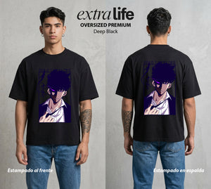 El Cazador Solitario | El Ejercito de las Sombras #04052 - Playera Oversized Premium | Deep Black - Foto en modelo