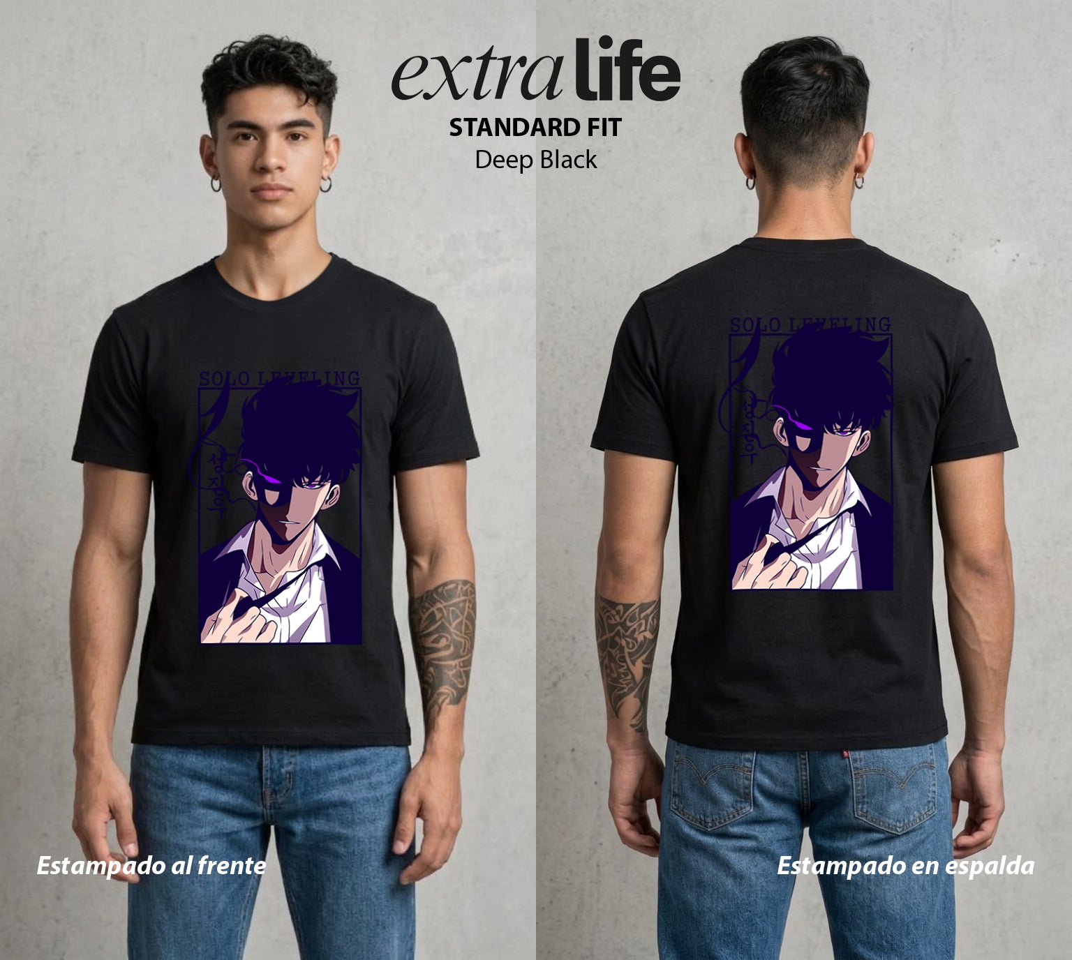 El Cazador Solitario | El Ejercito de las Sombras #04052 - Playera Standard Fit | Deep Black - Foto en modelo