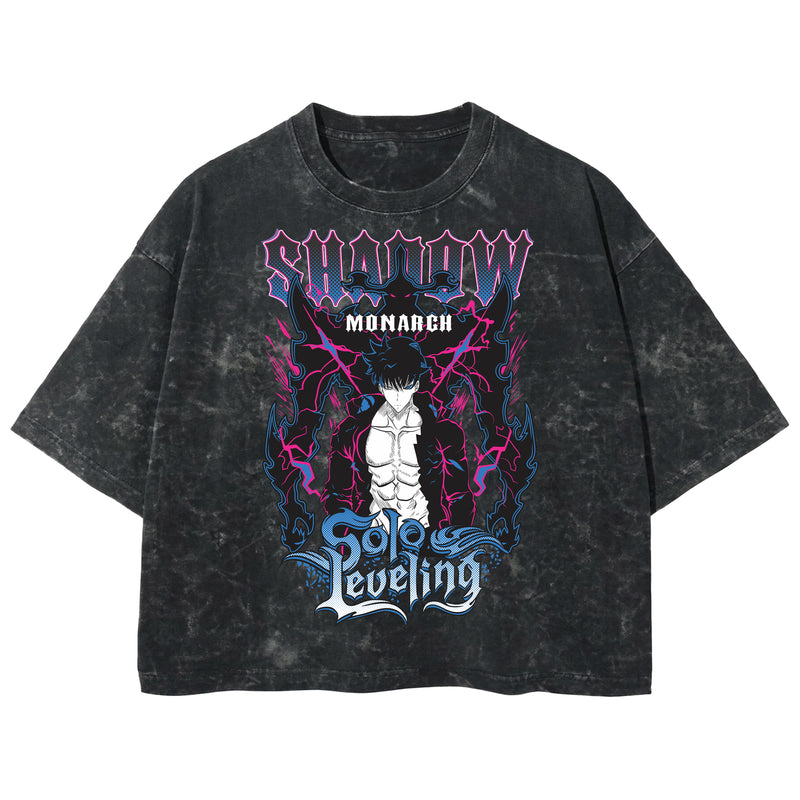 Playera streetwear premium de anime y gaming ExtraLife MX, corte boxy deluxe mineral wash heavyweight en color Acid Wash, moda urbana mexicana de culto.