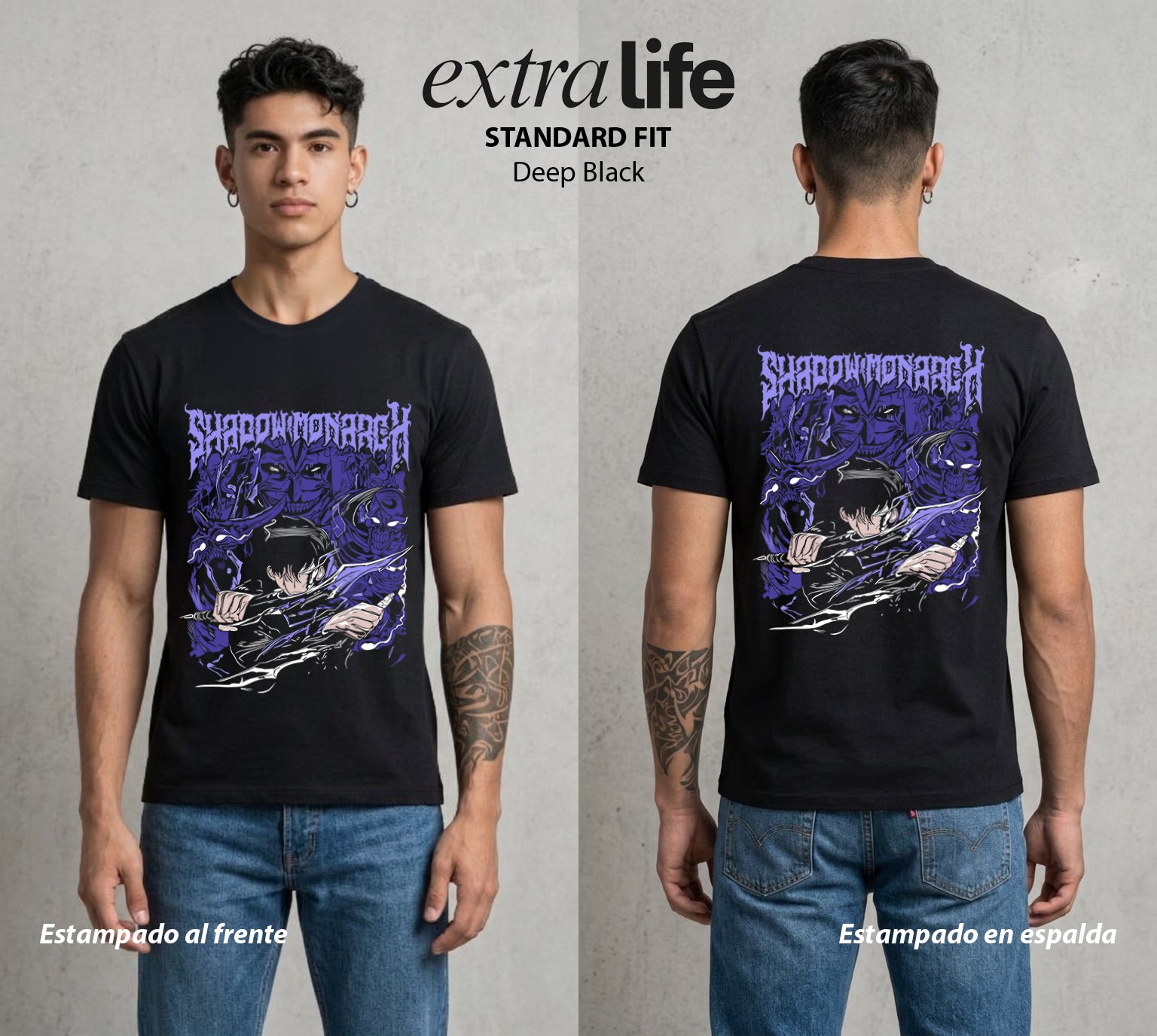 El Cazador Solitario | El Mas Debil al Mas Fuerte #04055 - Playera Standard Fit | Deep Black - Foto en modelo