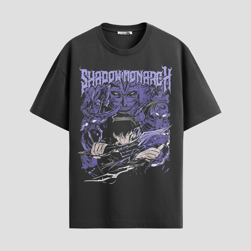 Playera urbana de anime y gaming ExtraLife MX, corte Standard Fit unisex ligero y transpirable en color Deep Black y Pure White, ropa de uso diario para gym y casual.