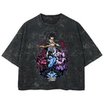 Playera streetwear premium de anime y gaming ExtraLife MX, corte boxy deluxe mineral wash heavyweight en color Acid Wash, moda urbana mexicana de culto.