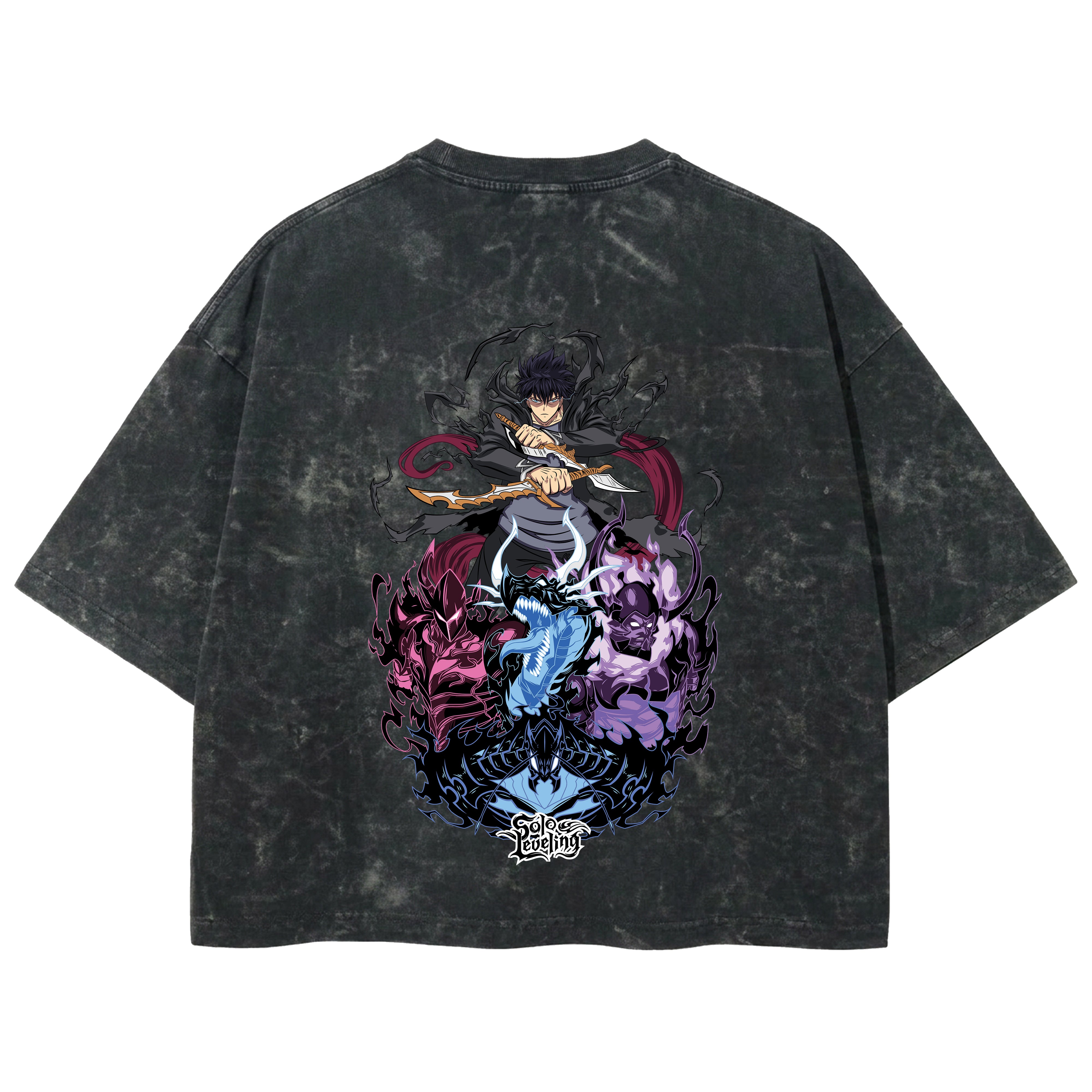 Playera streetwear premium de anime y gaming ExtraLife MX, corte boxy deluxe mineral wash heavyweight en color Acid Wash, moda urbana mexicana de culto.