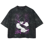 Playera streetwear premium de anime y gaming ExtraLife MX, corte boxy deluxe mineral wash heavyweight en color Acid Wash, moda urbana mexicana de culto.