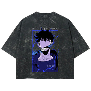 Playera streetwear premium de anime y gaming ExtraLife MX, corte boxy deluxe mineral wash heavyweight en color Acid Wash, moda urbana mexicana de culto.