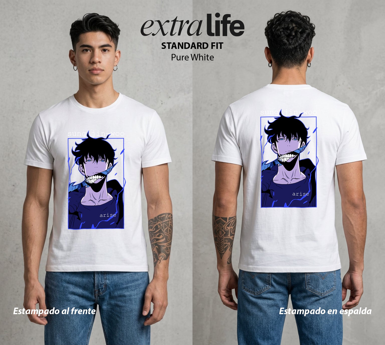 El Cazador Solitario | El Monarca de las Sombras #04059 - Playera Standard Fit | Pure White - Foto en modelo