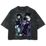 Playera streetwear premium de anime y gaming ExtraLife MX, corte boxy deluxe mineral wash heavyweight en color Acid Wash, moda urbana mexicana de culto.