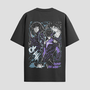 Playera urbana de anime y gaming ExtraLife MX, corte Standard Fit unisex ligero y transpirable en color Deep Black y Pure White, ropa de uso diario para gym y casual.