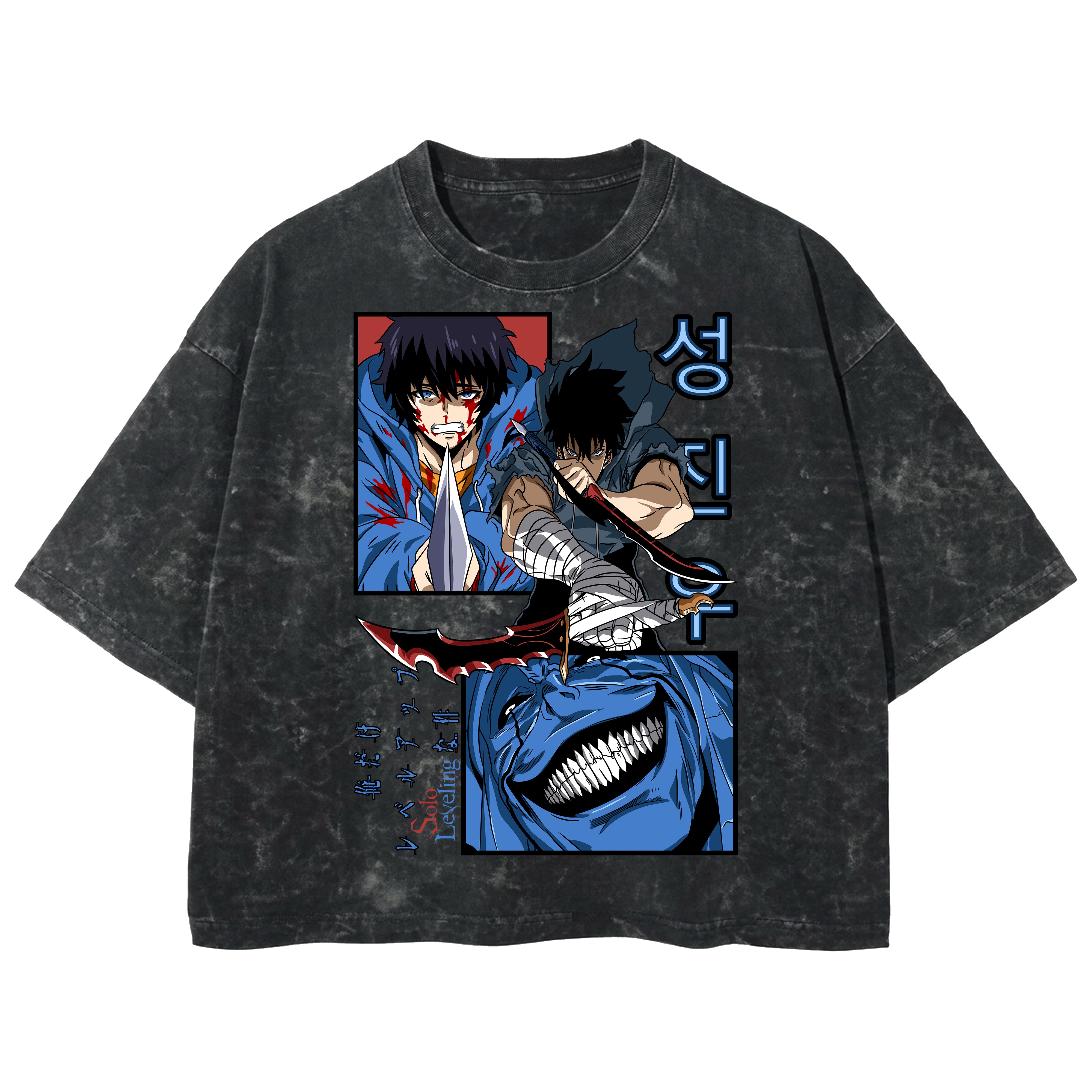 Playera streetwear premium de anime y gaming ExtraLife MX, corte boxy deluxe mineral wash heavyweight en color Acid Wash, moda urbana mexicana de culto.