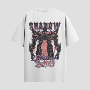 Playera urbana de anime y gaming ExtraLife MX, corte Standard Fit unisex ligero y transpirable en color Deep Black y Pure White, ropa de uso diario para gym y casual.