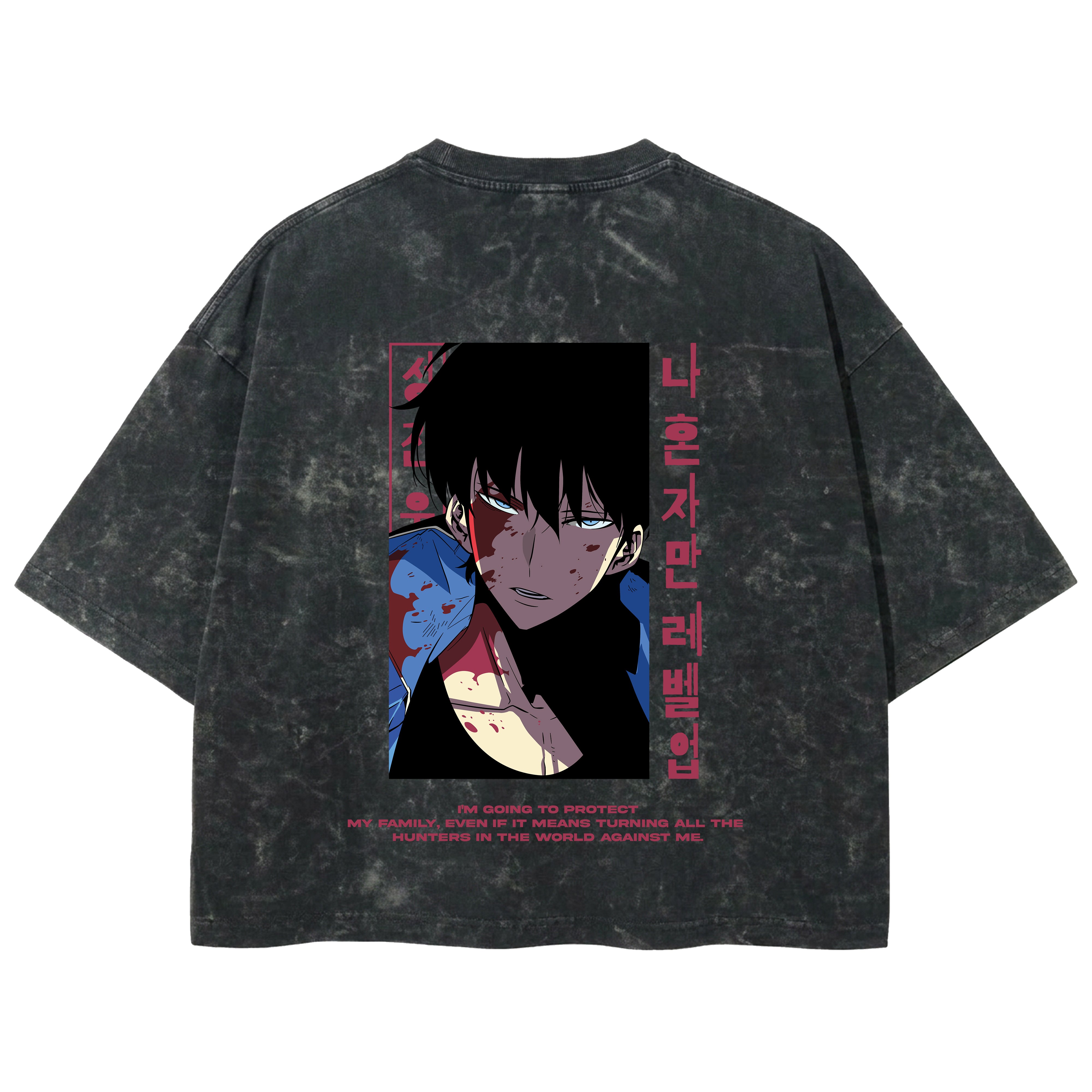 Playera streetwear premium de anime y gaming ExtraLife MX, corte boxy deluxe mineral wash heavyweight en color Acid Wash, moda urbana mexicana de culto.