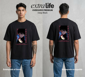 El Cazador Solitario | El Monarca de las Sombras #04064 - Playera Oversized Premium | Deep Black - Foto en modelo