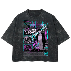 Playera streetwear premium de anime y gaming ExtraLife MX, corte boxy deluxe mineral wash heavyweight en color Acid Wash, moda urbana mexicana de culto.