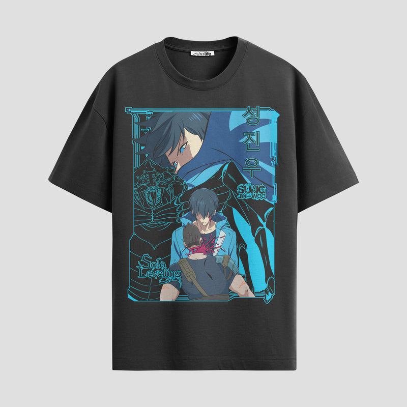 Playera urbana de anime y gaming ExtraLife MX, corte Standard Fit unisex ligero y transpirable en color Deep Black y Pure White, ropa de uso diario para gym y casual.