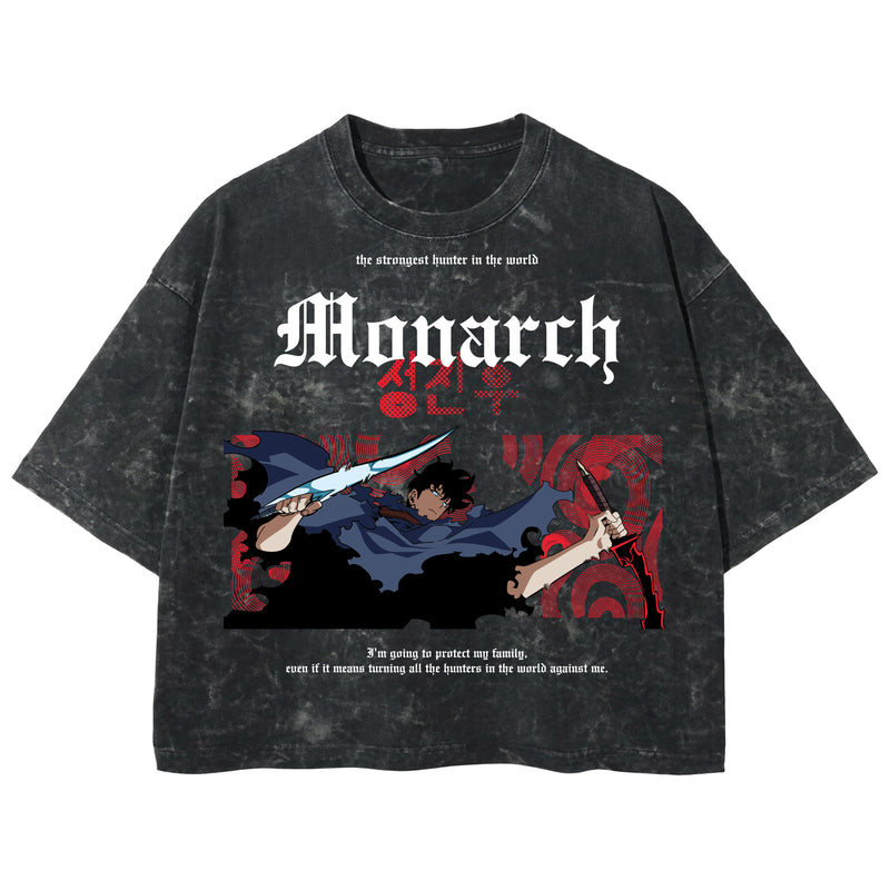Playera streetwear premium de anime y gaming ExtraLife MX, corte boxy deluxe mineral wash heavyweight en color Acid Wash, moda urbana mexicana de culto.