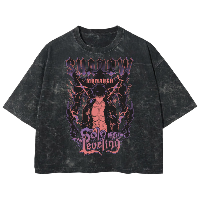 Playera streetwear premium de anime y gaming ExtraLife MX, corte boxy deluxe mineral wash heavyweight en color Acid Wash, moda urbana mexicana de culto.