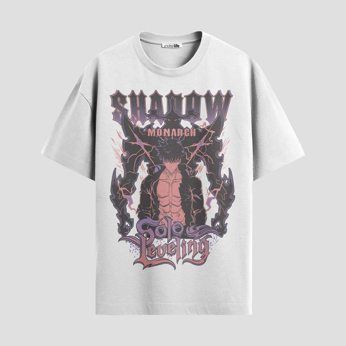 Playera urbana de anime y gaming ExtraLife MX, corte Classic Premium unisex ligero y transpirable en color Deep Black y Pure White, ropa de uso diario para gym y casual.