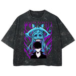 Playera streetwear premium de anime y gaming ExtraLife MX, corte boxy deluxe mineral wash heavyweight en color Acid Wash, moda urbana mexicana de culto.