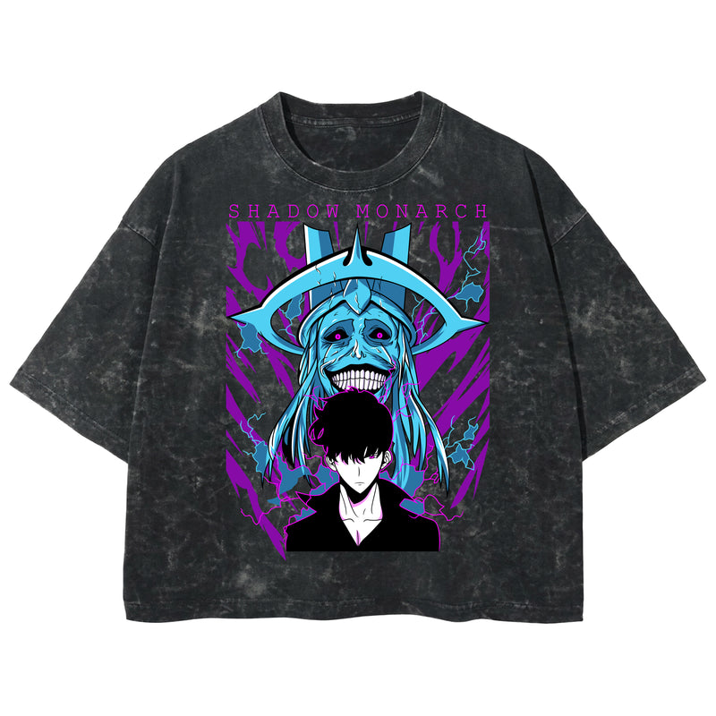 Playera streetwear premium de anime y gaming ExtraLife MX, corte boxy deluxe mineral wash heavyweight en color Acid Wash, moda urbana mexicana de culto.