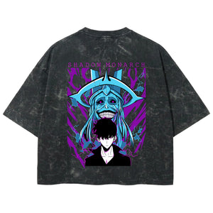 Playera streetwear premium de anime y gaming ExtraLife MX, corte boxy deluxe mineral wash heavyweight en color Acid Wash, moda urbana mexicana de culto.