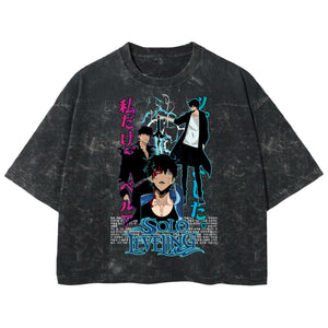 Playera streetwear premium de anime y gaming ExtraLife MX, corte boxy deluxe mineral wash heavyweight en color Acid Wash, moda urbana mexicana de culto.