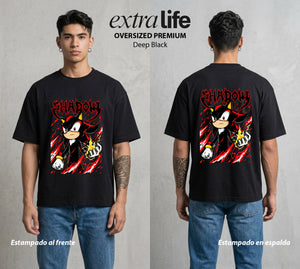 La Velocidad del Erizo | La Sombra del Erizo #04074 - Playera Oversized Premium | Deep Black - Foto en modelo