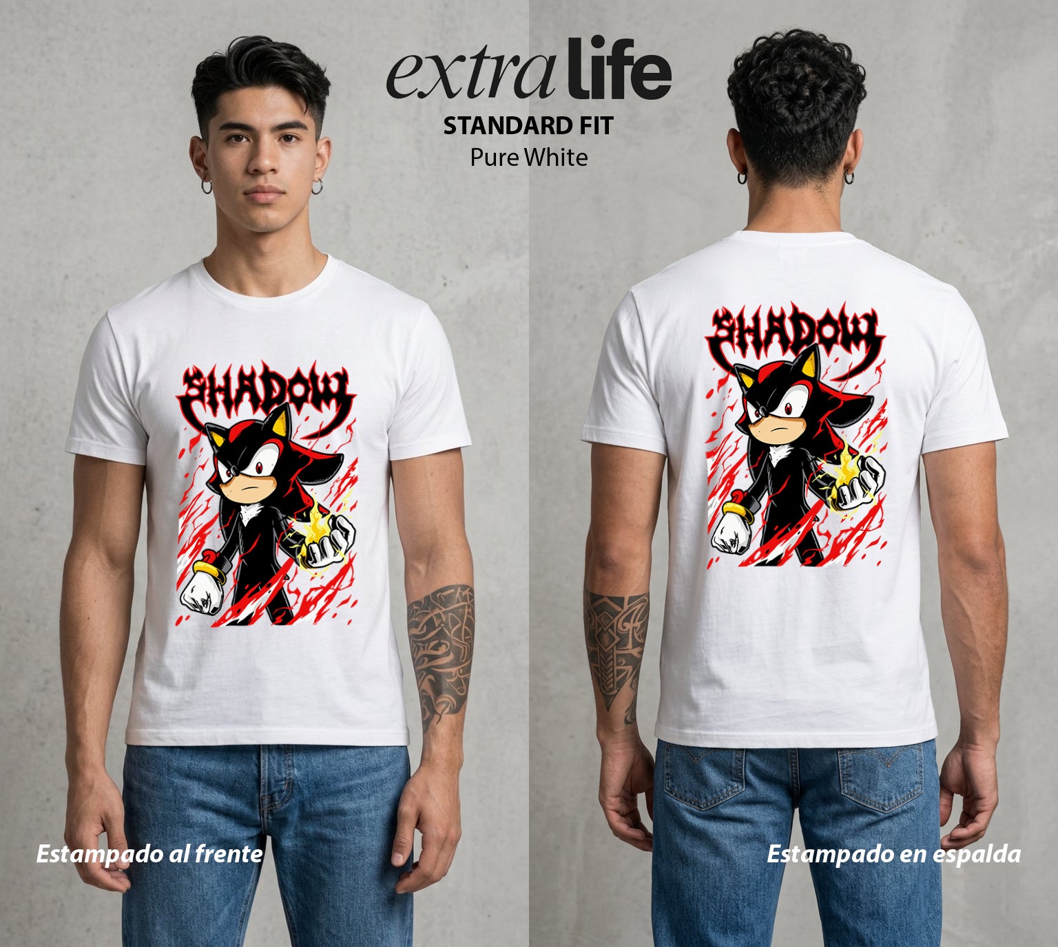La Velocidad del Erizo | La Sombra del Erizo #04074 - Playera Standard Fit | Pure White - Foto en modelo