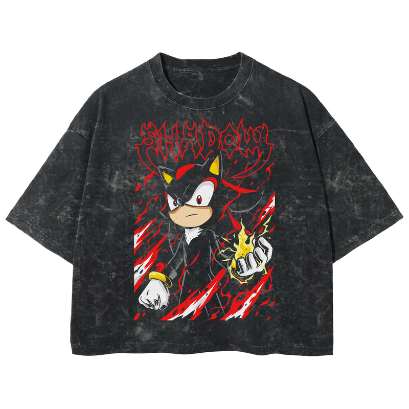 Playera streetwear premium de anime y gaming ExtraLife MX, corte boxy deluxe mineral wash heavyweight en color Acid Wash, moda urbana mexicana de culto.