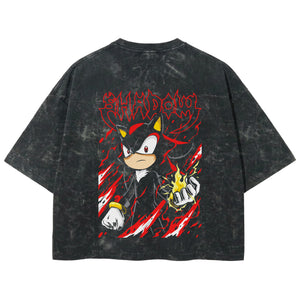 Playera streetwear premium de anime y gaming ExtraLife MX, corte boxy deluxe mineral wash heavyweight en color Acid Wash, moda urbana mexicana de culto.