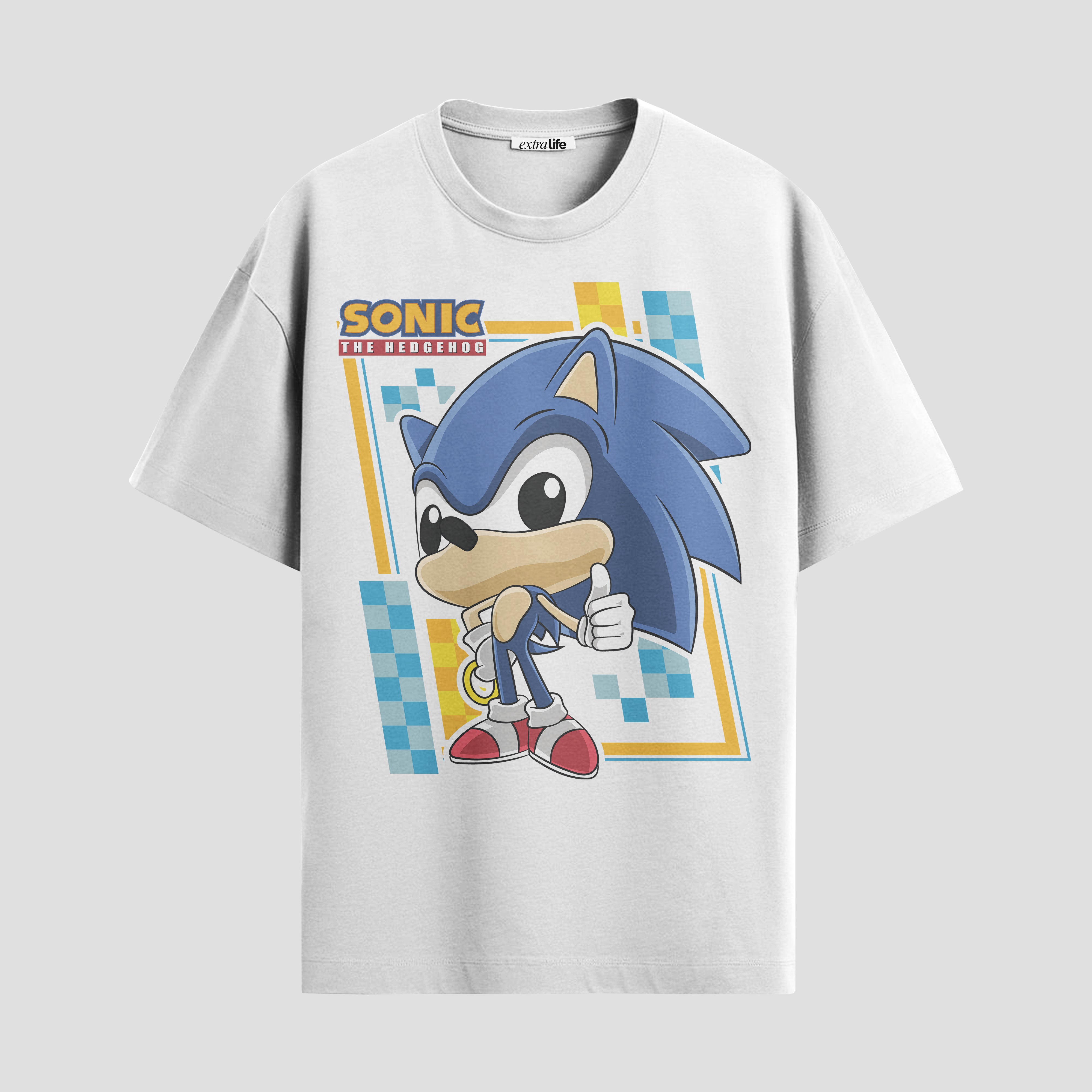 Playera urbana de anime y gaming ExtraLife MX, corte Standard Fit unisex ligero y transpirable en color Deep Black y Pure White, ropa de uso diario para gym y casual.
