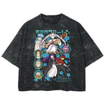 Playera streetwear premium de anime y gaming ExtraLife MX, corte boxy deluxe mineral wash heavyweight en color Acid Wash, moda urbana mexicana de culto.
