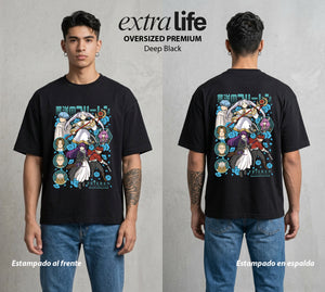 El Viaje sin Fin | El Viaje del Elfo #04078 - Playera Oversized Premium | Deep Black - Foto en modelo