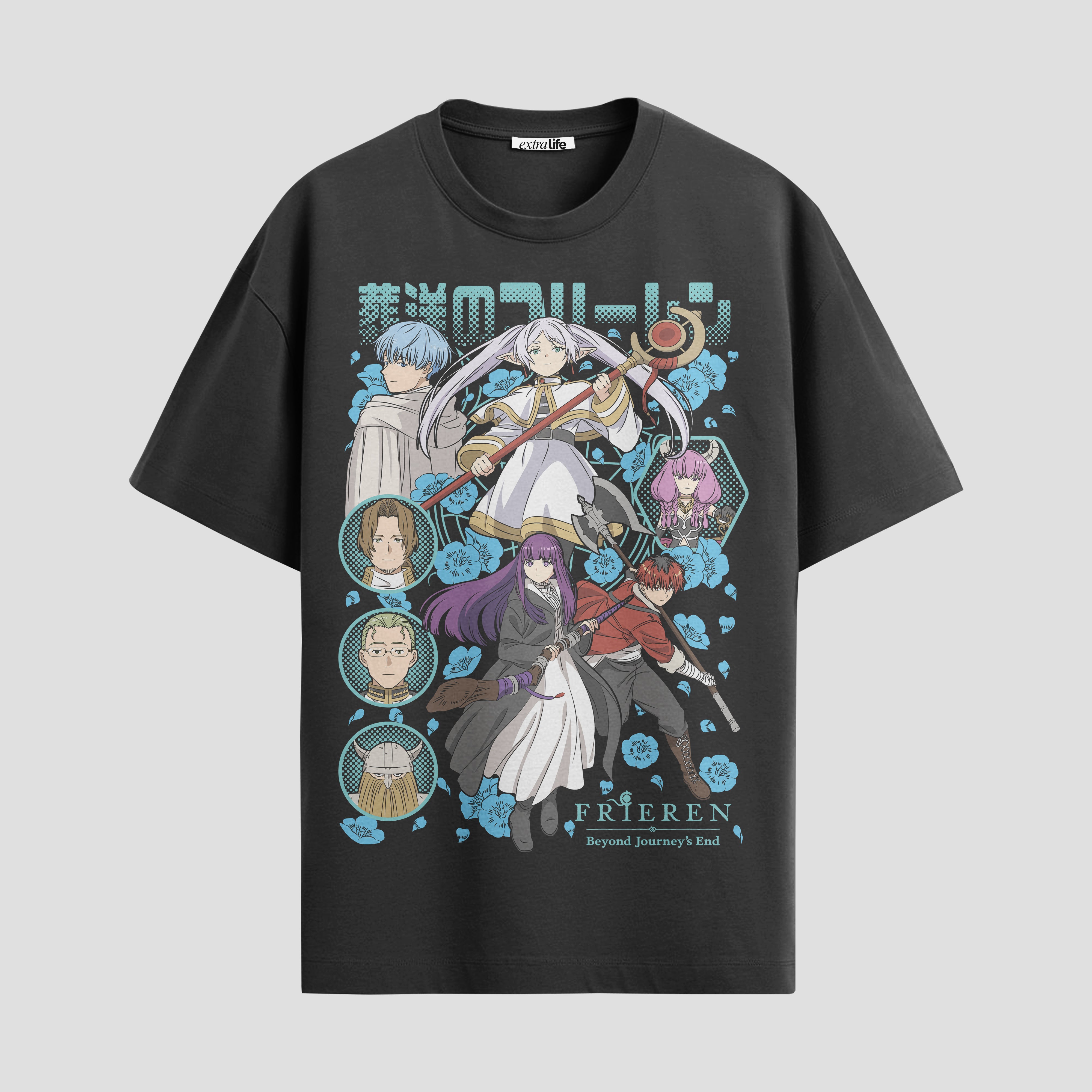 Playera urbana de anime y gaming ExtraLife MX, corte Standard Fit unisex ligero y transpirable en color Deep Black y Pure White, ropa de uso diario para gym y casual.