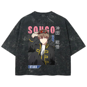 Playera streetwear premium de anime y gaming ExtraLife MX, corte boxy deluxe mineral wash heavyweight en color Acid Wash, moda urbana mexicana de culto.