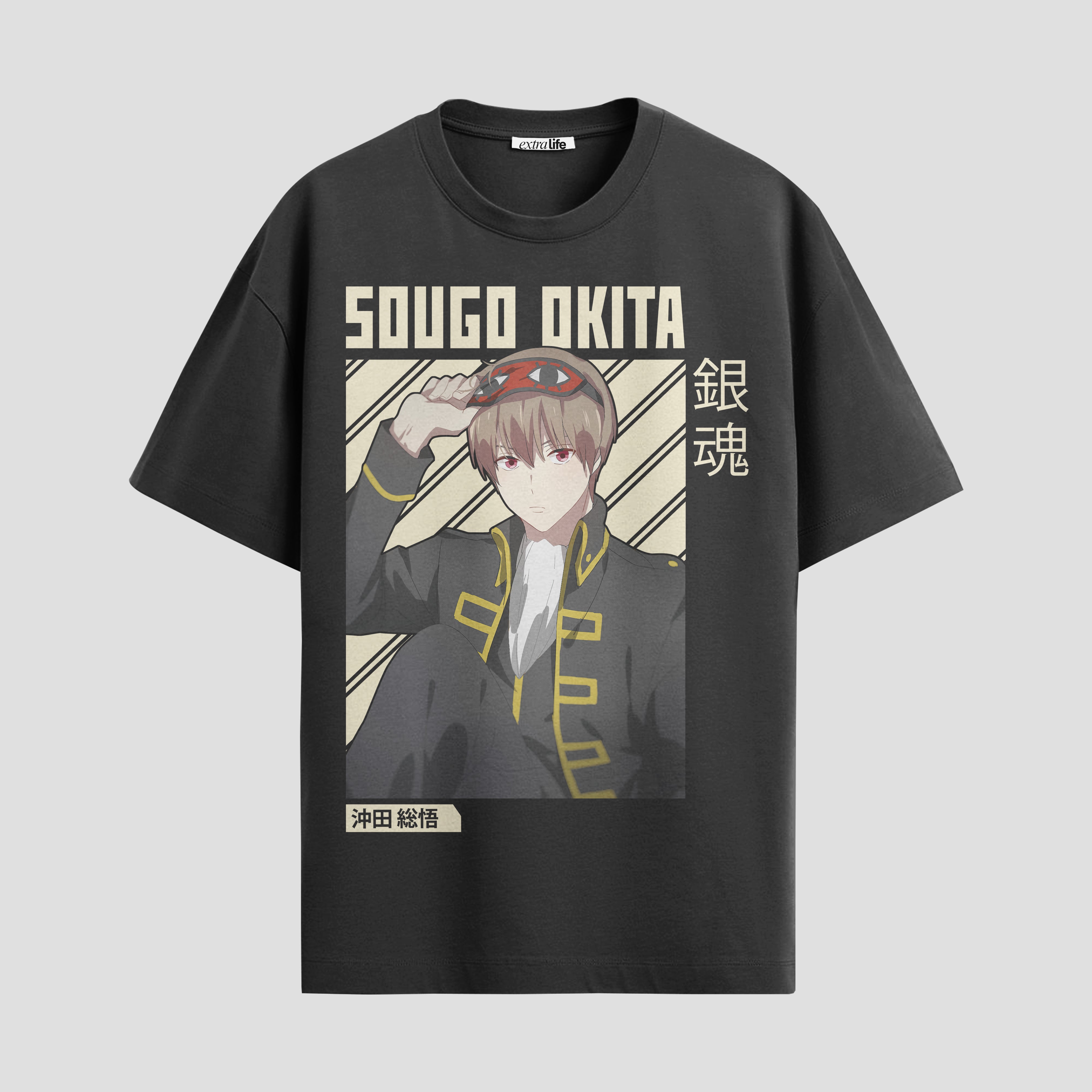 Playera urbana de anime y gaming ExtraLife MX, corte Standard Fit unisex ligero y transpirable en color Deep Black y Pure White, ropa de uso diario para gym y casual.