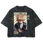 Playera streetwear premium de anime y gaming ExtraLife MX, corte boxy deluxe mineral wash heavyweight en color Acid Wash, moda urbana mexicana de culto.
