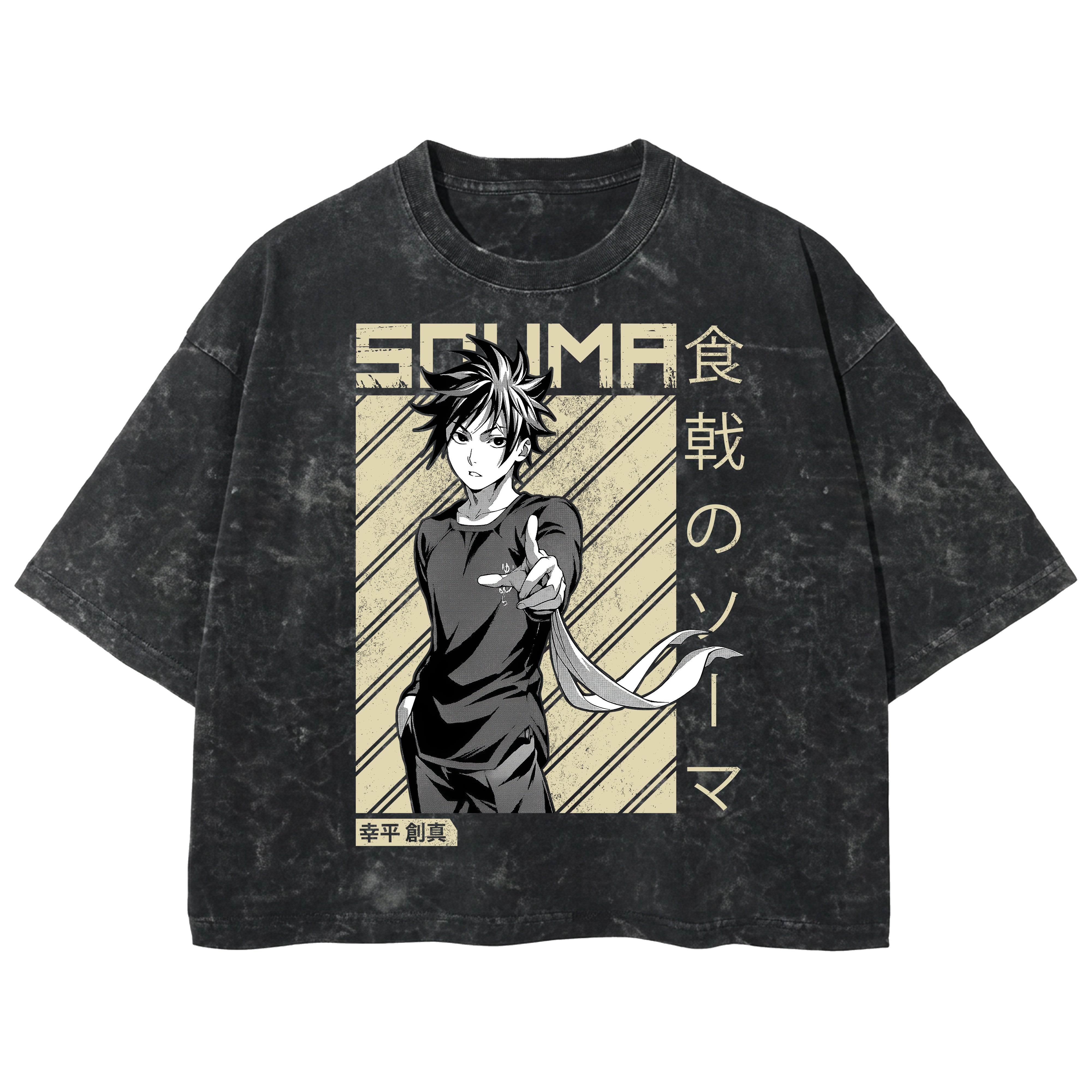 Playera streetwear premium de anime y gaming ExtraLife MX, corte boxy deluxe mineral wash heavyweight en color Acid Wash, moda urbana mexicana de culto.