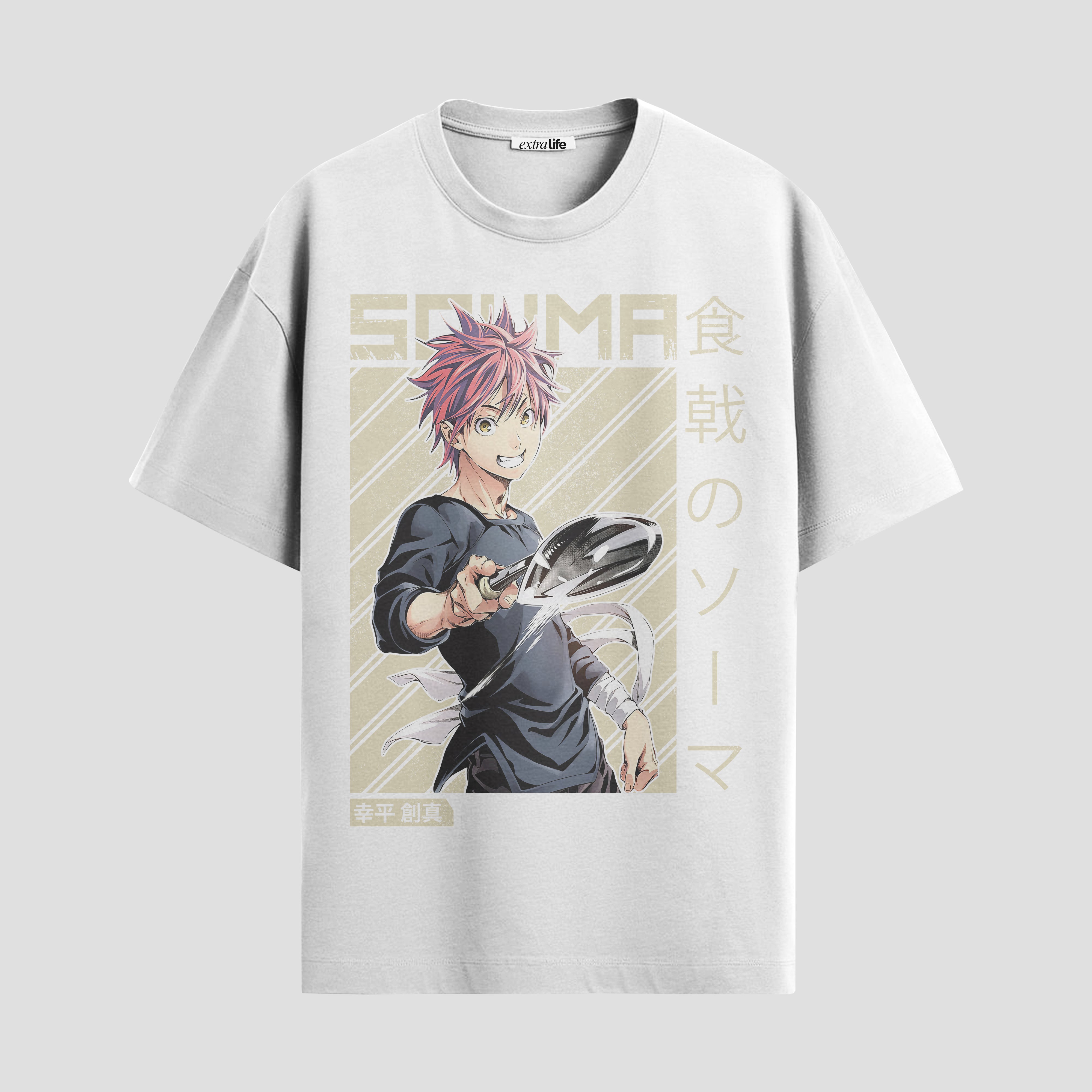 Playera urbana de anime y gaming ExtraLife MX, corte Standard Fit unisex ligero y transpirable en color Deep Black y Pure White, ropa de uso diario para gym y casual.