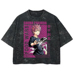 Playera streetwear premium de anime y gaming ExtraLife MX, corte boxy deluxe mineral wash heavyweight en color Acid Wash, moda urbana mexicana de culto.