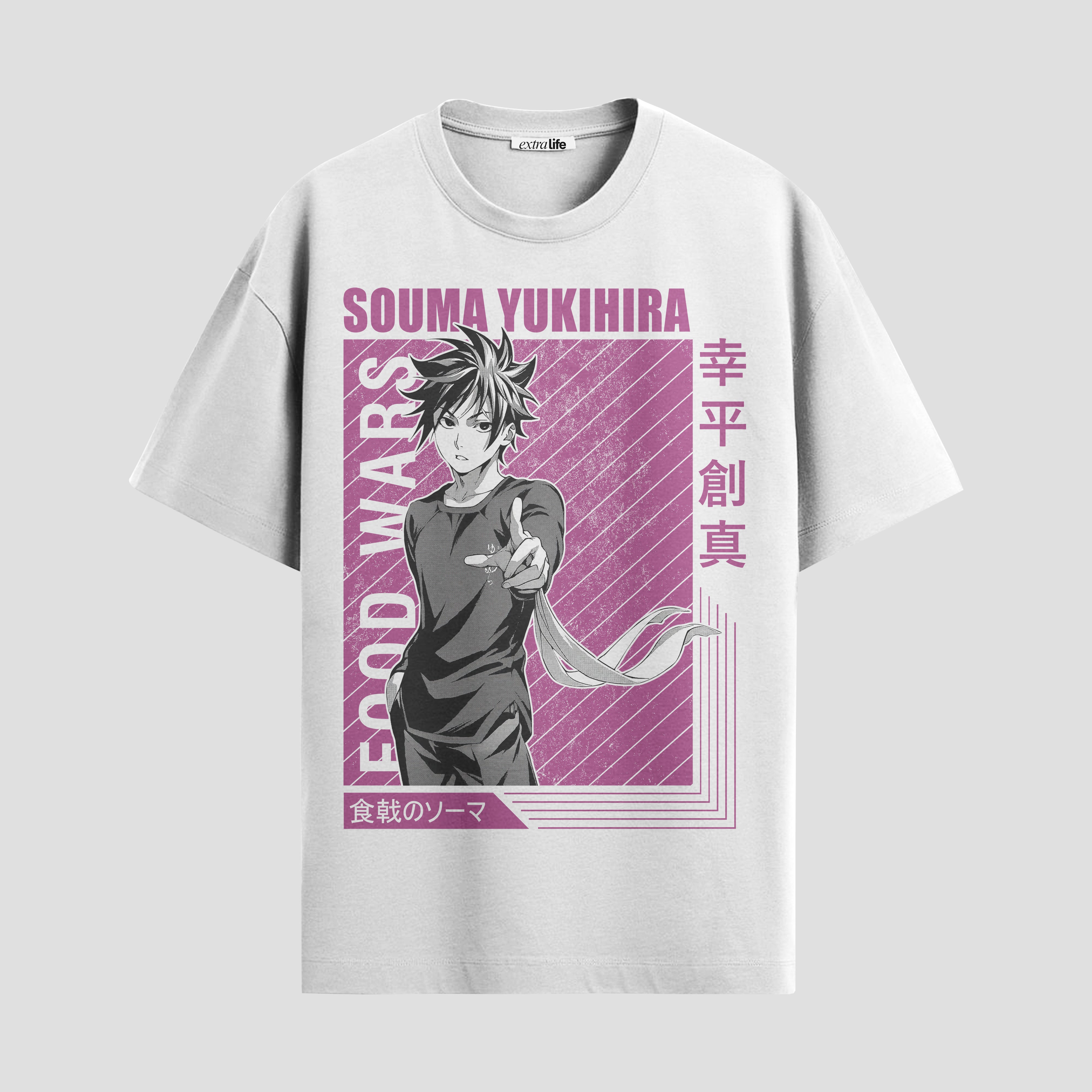 Playera urbana de anime y gaming ExtraLife MX, corte Standard Fit unisex ligero y transpirable en color Deep Black y Pure White, ropa de uso diario para gym y casual.