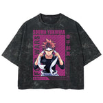 Playera streetwear premium de anime y gaming ExtraLife MX, corte boxy deluxe mineral wash heavyweight en color Acid Wash, moda urbana mexicana de culto.