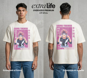 La Batalla de los Sabores | El Sabor del Duelo #04092 - Playera Oversized Premium | Off White - Foto en modelo