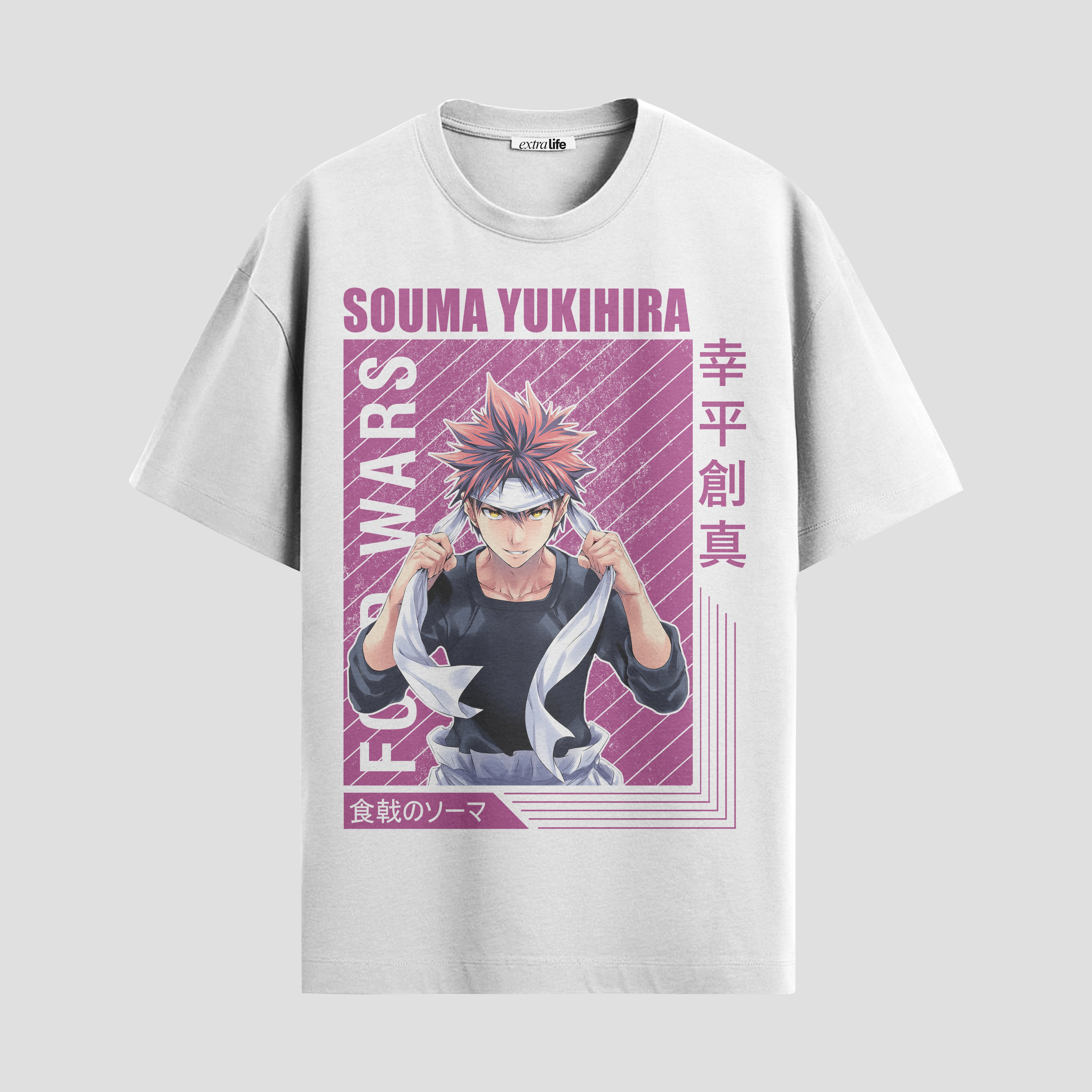 Playera urbana de anime y gaming ExtraLife MX, corte Standard Fit unisex ligero y transpirable en color Deep Black y Pure White, ropa de uso diario para gym y casual.